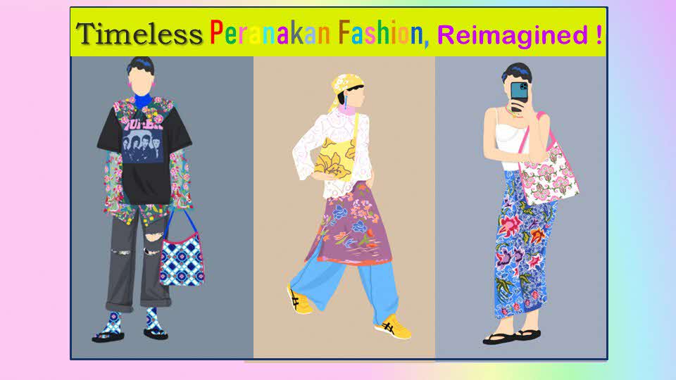 Images of Reimagined Peranakan fashion.