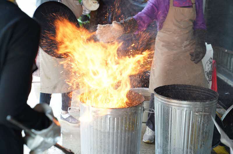 Close up image of clay firing