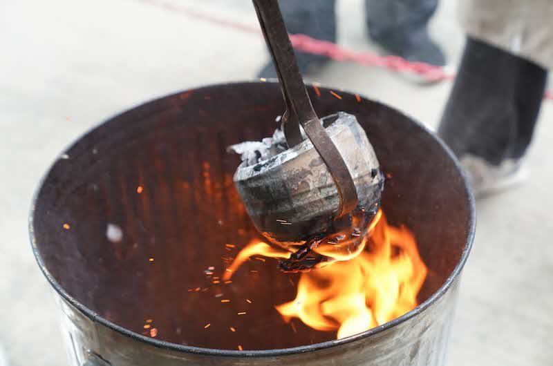 Close up image of clay firing