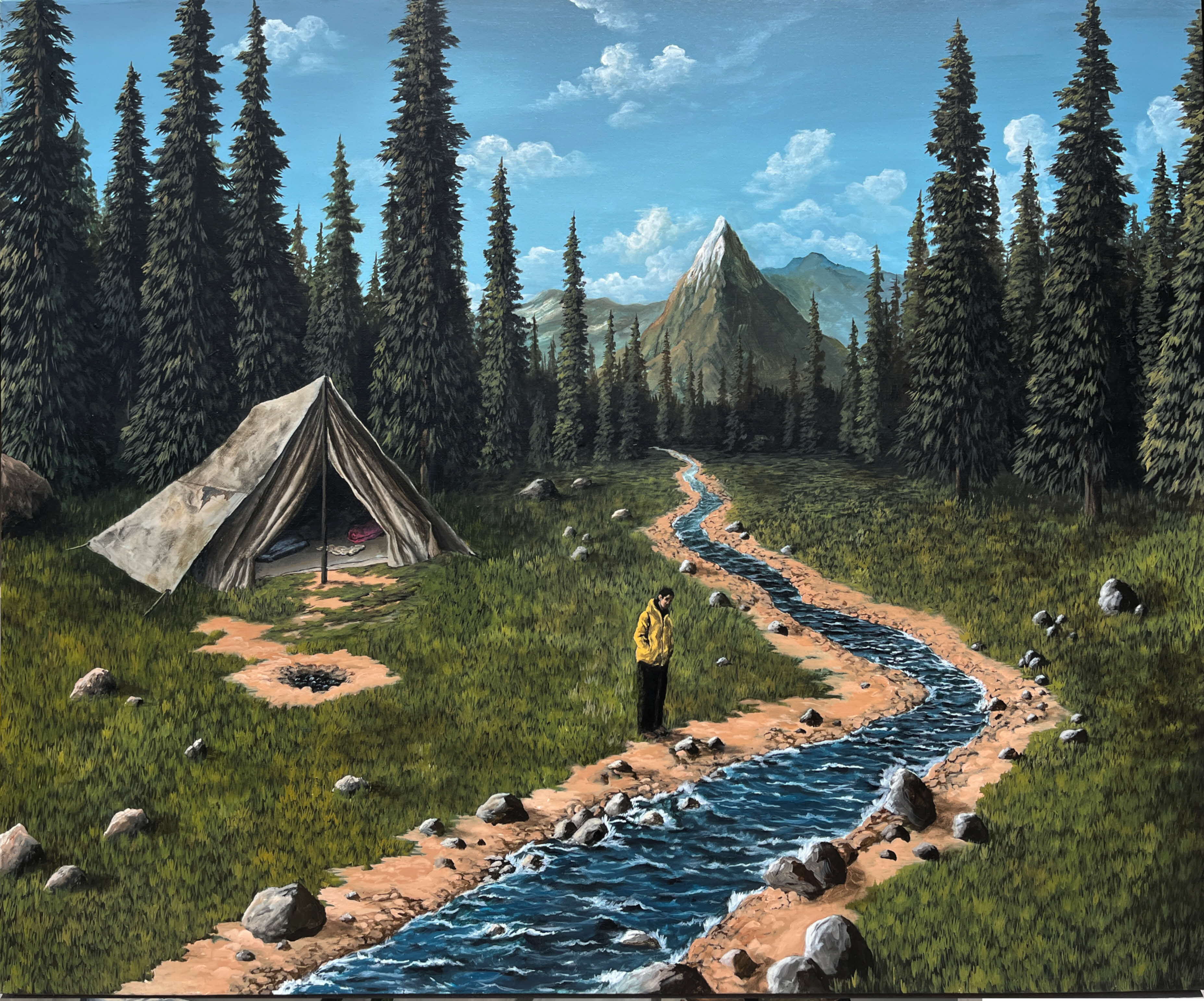 Image of an artwork of a campsite