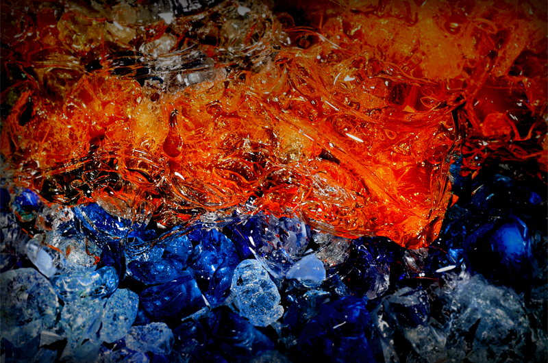 Vibrant orange and blue stones.